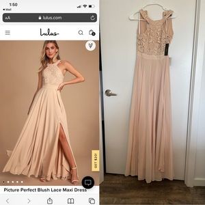 Lulus Picture Perfect Blush Lace Maxi Dress